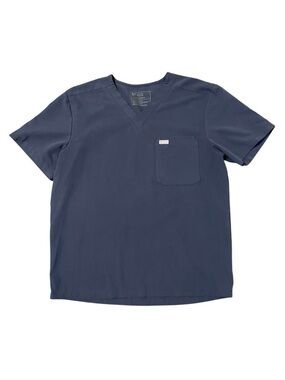 Figs Men’s Leon Scrubs Top 3 pocket Pullover Shirt V Neck sz L Dark Harbor Blue